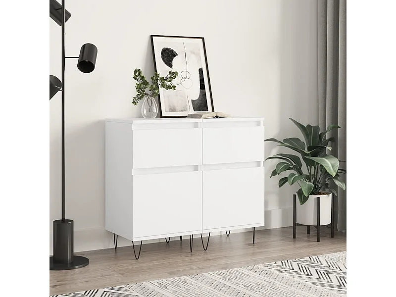 lot de 2 Buffets blanc 40x35x70 cm bois d’ingénierie QWE31640