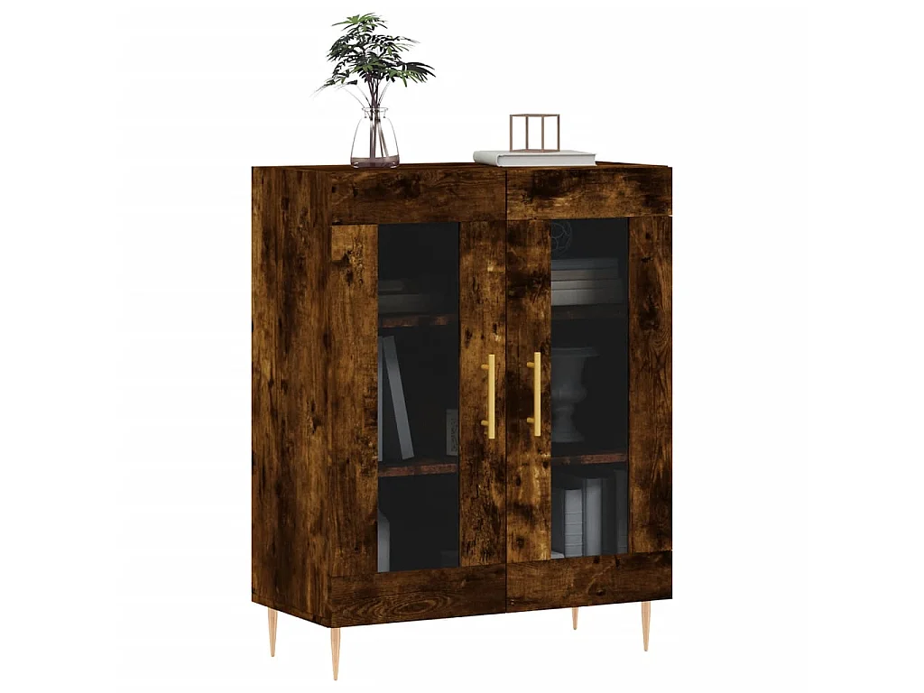 Buffet chêne fumé 69,5x34x90 cm bois d'ingénierie QWE20039