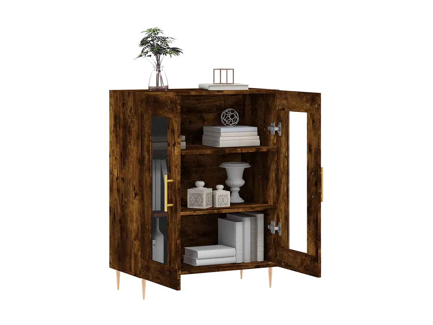 Buffet chêne fumé 69,5x34x90 cm bois d'ingénierie QWE20039