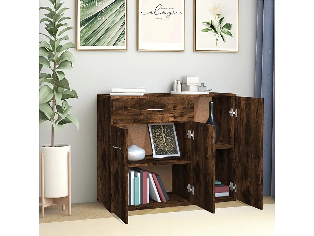 Buffet Chêne fumé 88x30x70 cm Bois d'ingénierie EGER27723