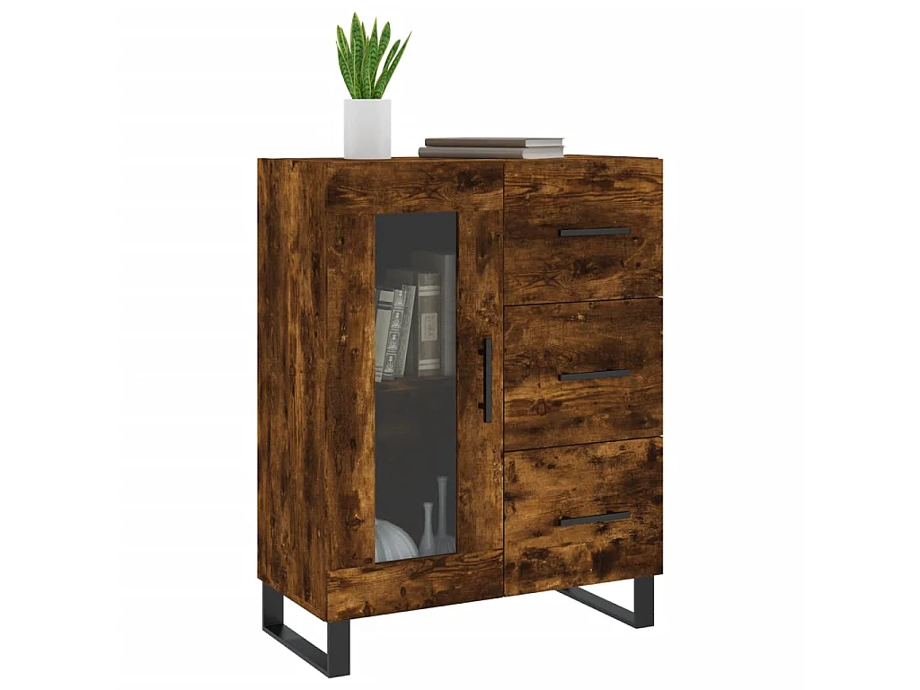 Buffet chêne fumé 69,5x34x90 cm bois d'ingénierie QWE47605