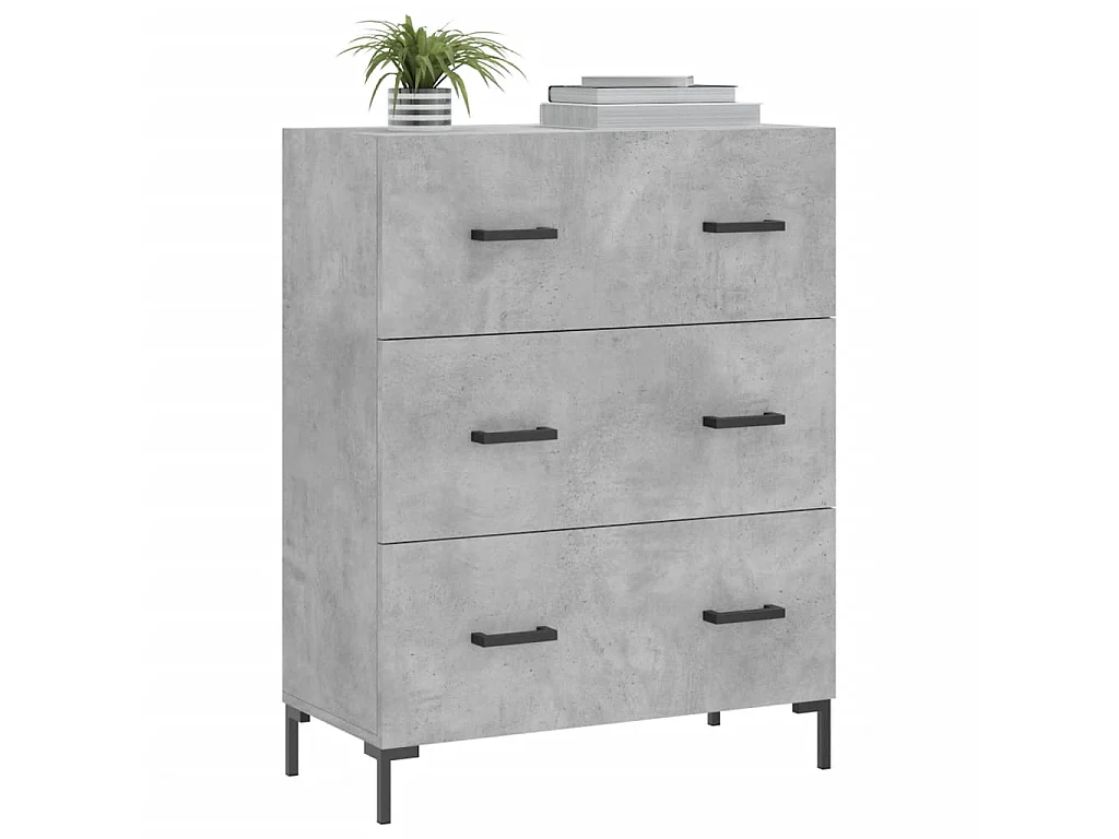 Buffet gris béton 69,5x34x90 cm bois d'ingénierie QWE56354