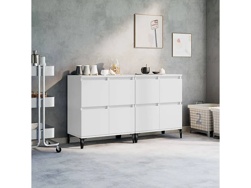 Buffets 2 pcs blanc 60x35x70 cm bois d'ingénierie EGER67615