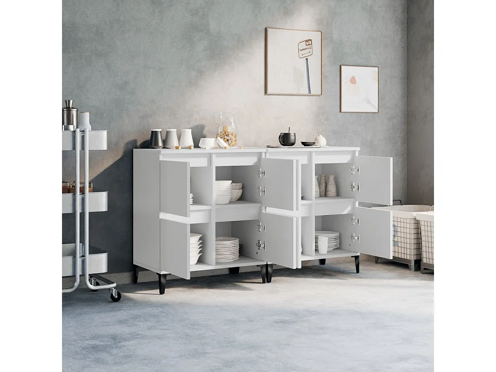 Buffets 2 pcs blanc 60x35x70 cm bois d'ingénierie EGER67615