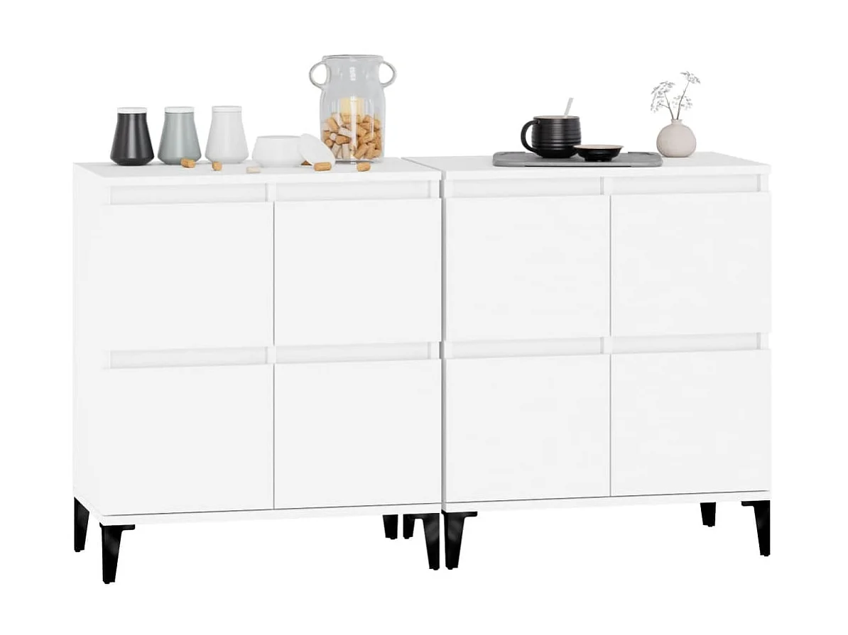 Buffets 2 pcs blanc 60x35x70 cm bois d'ingénierie EGER67615