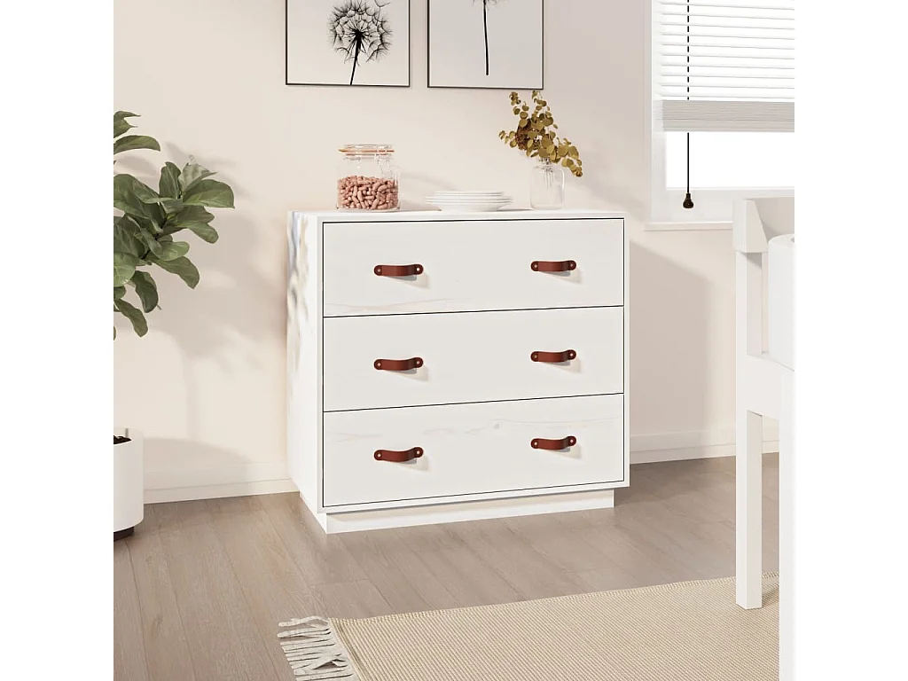 Dressoir 80x40x75 cm massief grenenhout wit NL415702