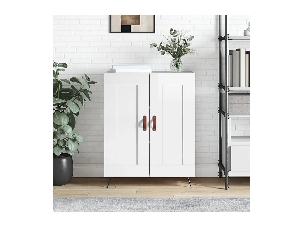 Buffet Blanc brillant 69,5x34x90 cm Bois d'ingénierie QWE79160