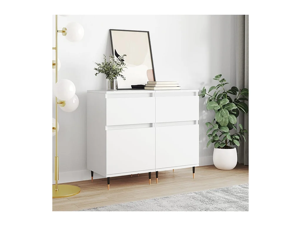 lot de 2 Buffets blanc 40x35x70 cm bois d’ingénierie QWE44423