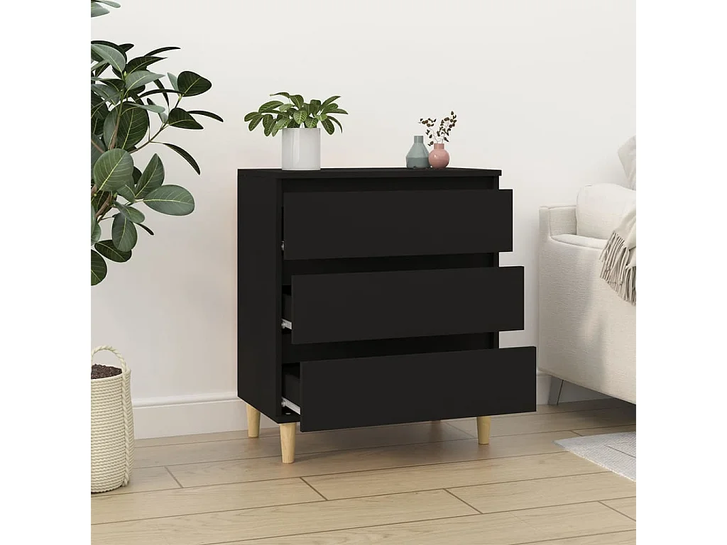 Aparador de madera contrachapada negro 60x35x70 cm ES11627