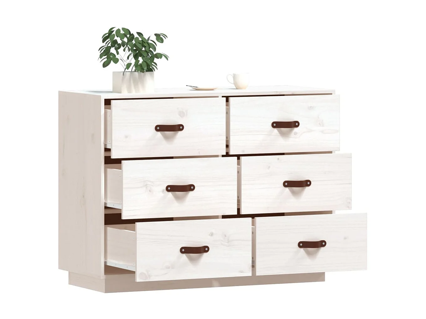 Dressoir 100x40x75 cm massief grenenhout wit NL197026