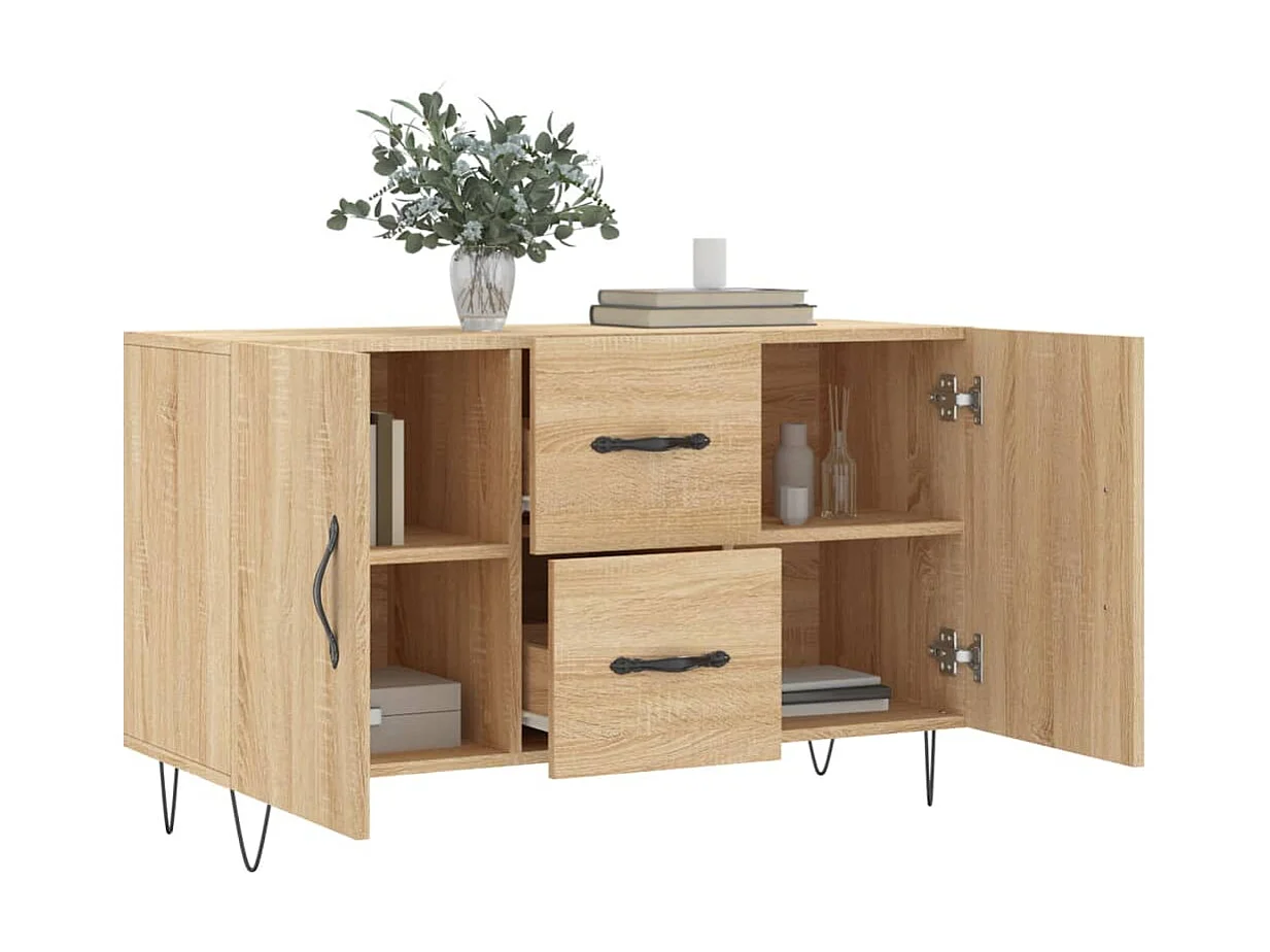 Buffet chêne sonoma 100x36x60 cm bois d'ingénierie QWE89041