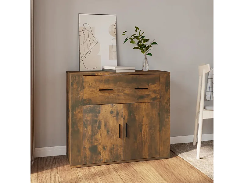 Buffet Chêne fumé 80x33x70 cm Bois d'ingénierie EGER53201