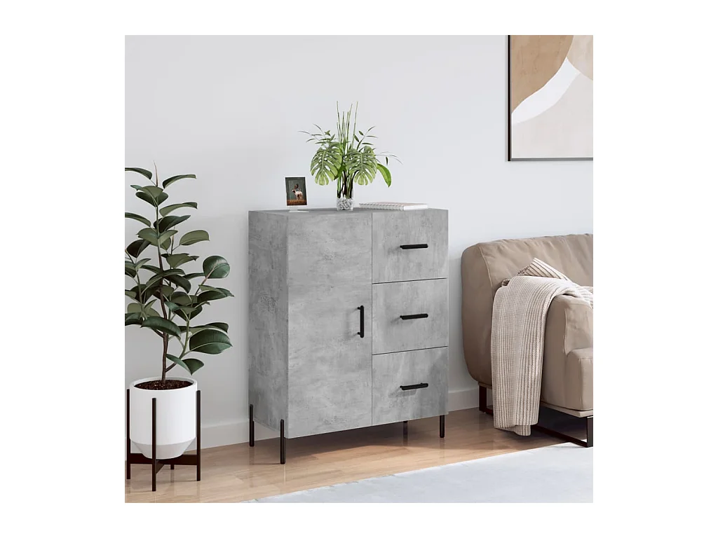 Buffet gris béton 69,5x34x90 cm bois d'ingénierie QWE67726