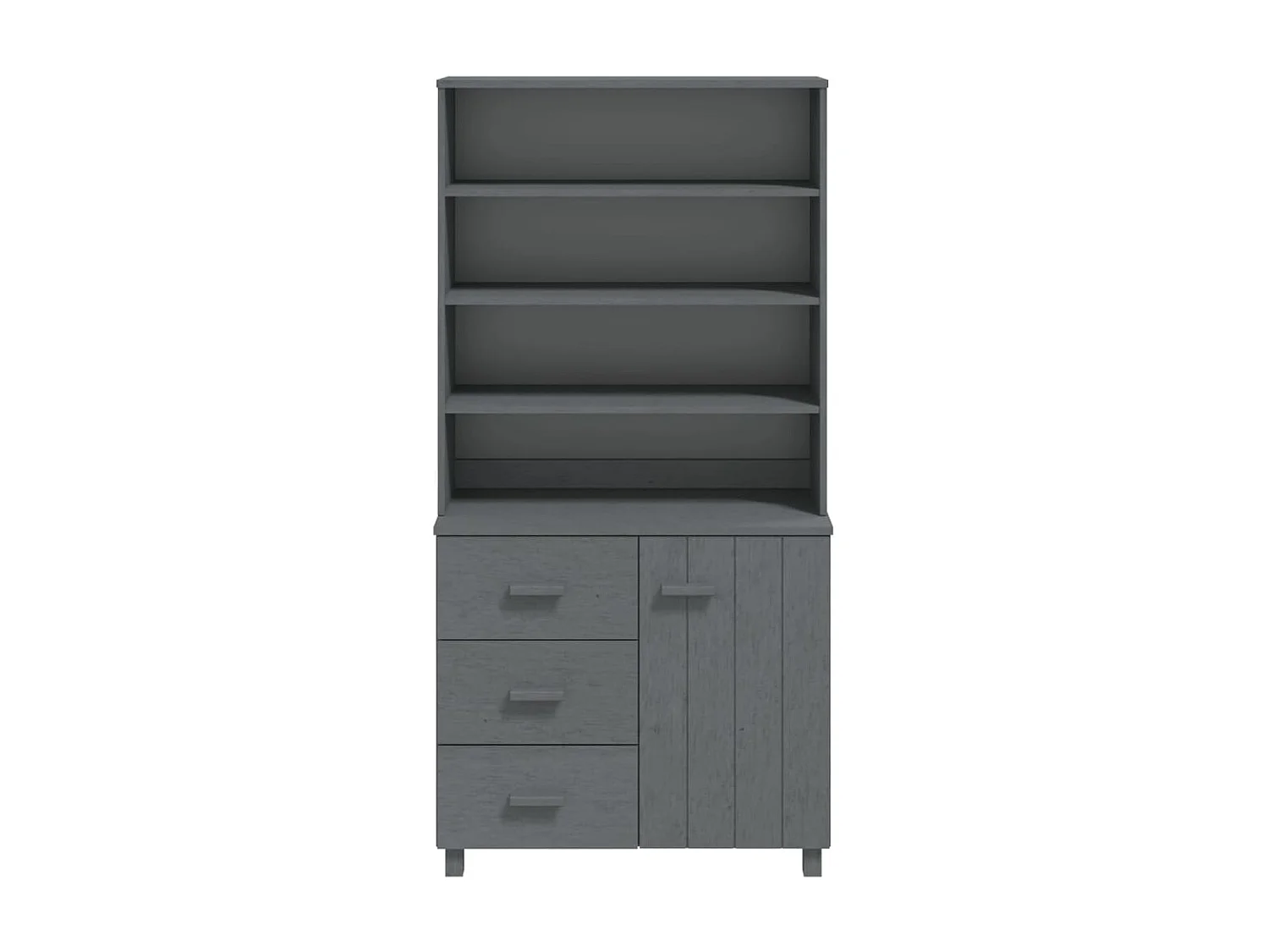 Highboard,Kommode HAMAR Massivholz Kiefer Dunkelgrau -gkd581812