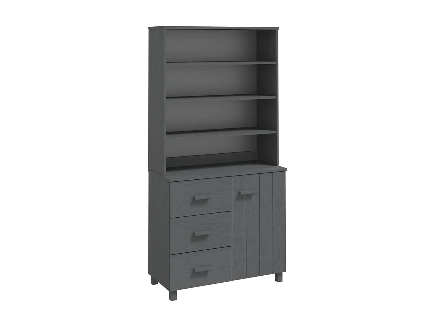 Buffet haut HAMAR Bois massif de pin Gris foncé EGER56511