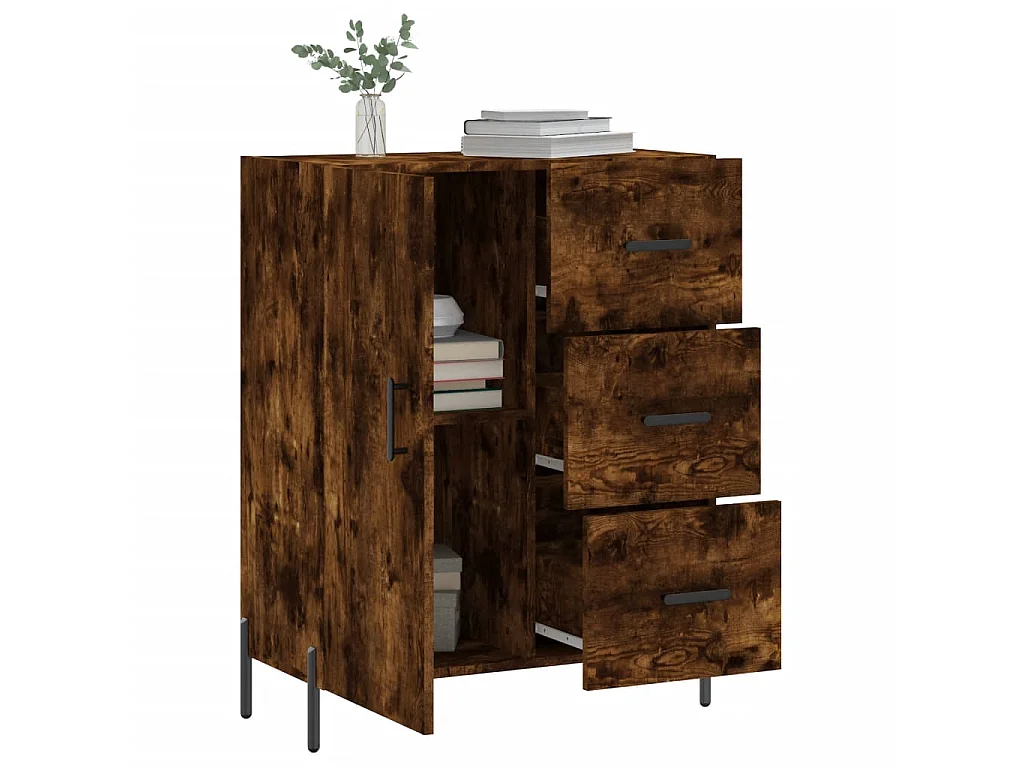 Buffet chêne fumé 69,5x34x90 cm bois d'ingénierie QWE21763