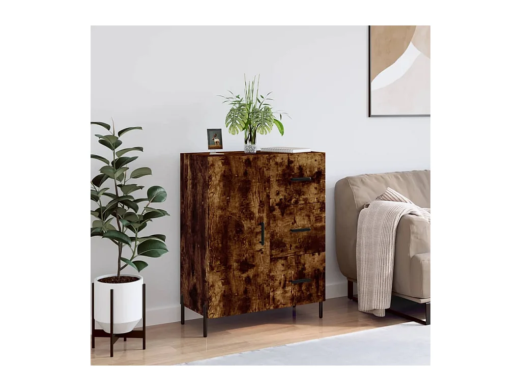 Dressoir 69,5x34x90 cm bewerkt hout gerookt eikenkleurig NL43693