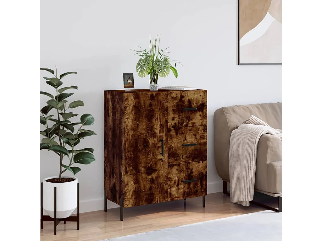 Dressoir 69,5x34x90 cm bewerkt hout gerookt eikenkleurig NL43693