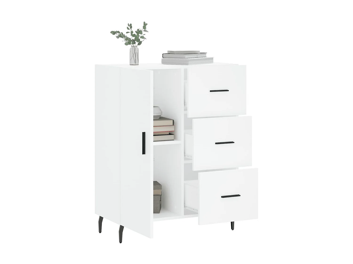 Buffet blanc 69,5x34x90 cm bois d'ingénierie QWE10798