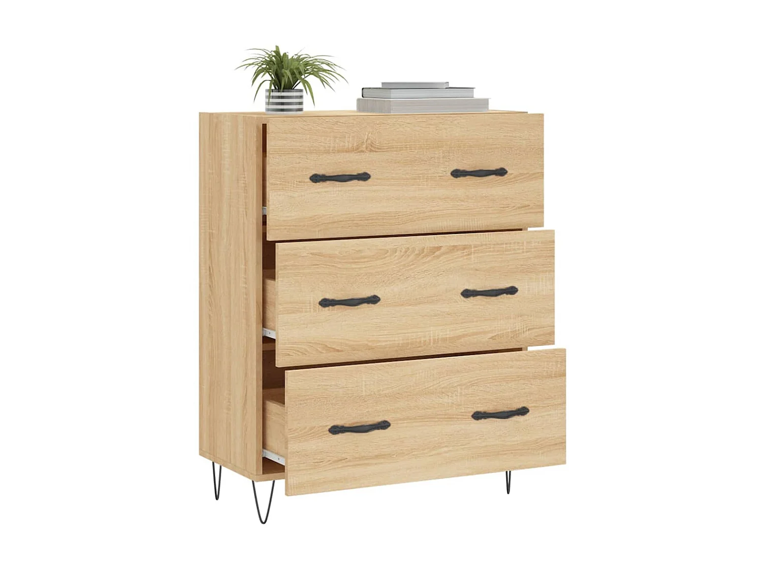 Buffet chêne sonoma 69,5x34x90 cm bois d'ingénierie QWE74006