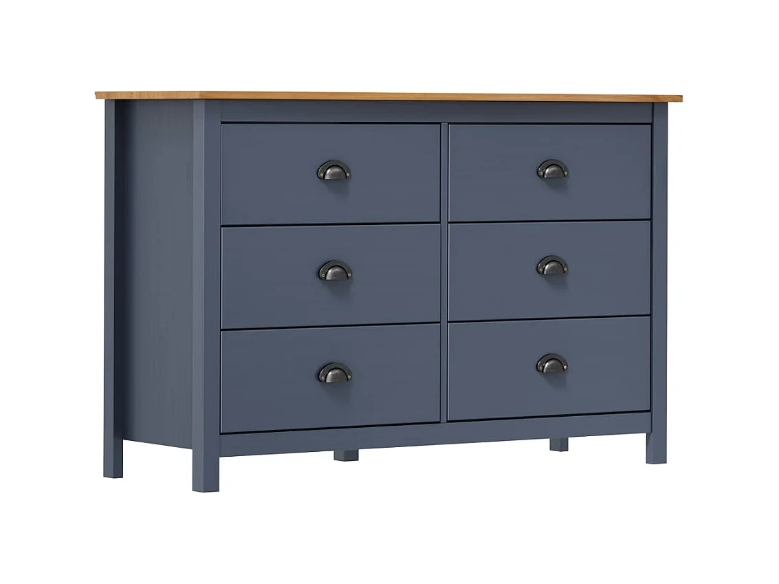 Buffet Hill Gris 125x40x80 cm Bois de pin solide EGER96192