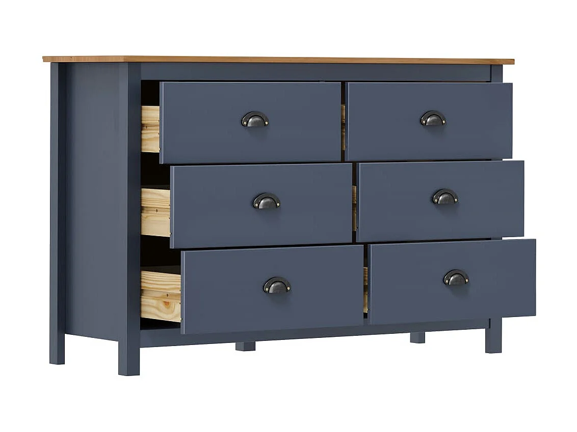 Aparador Hill madera maciza de pino gris 125x40x80 cm ES99460