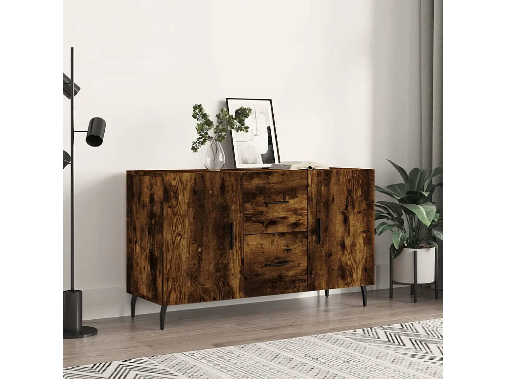 Buffet chêne fumé 100x36x60 cm bois d'ingénierie QWE10462