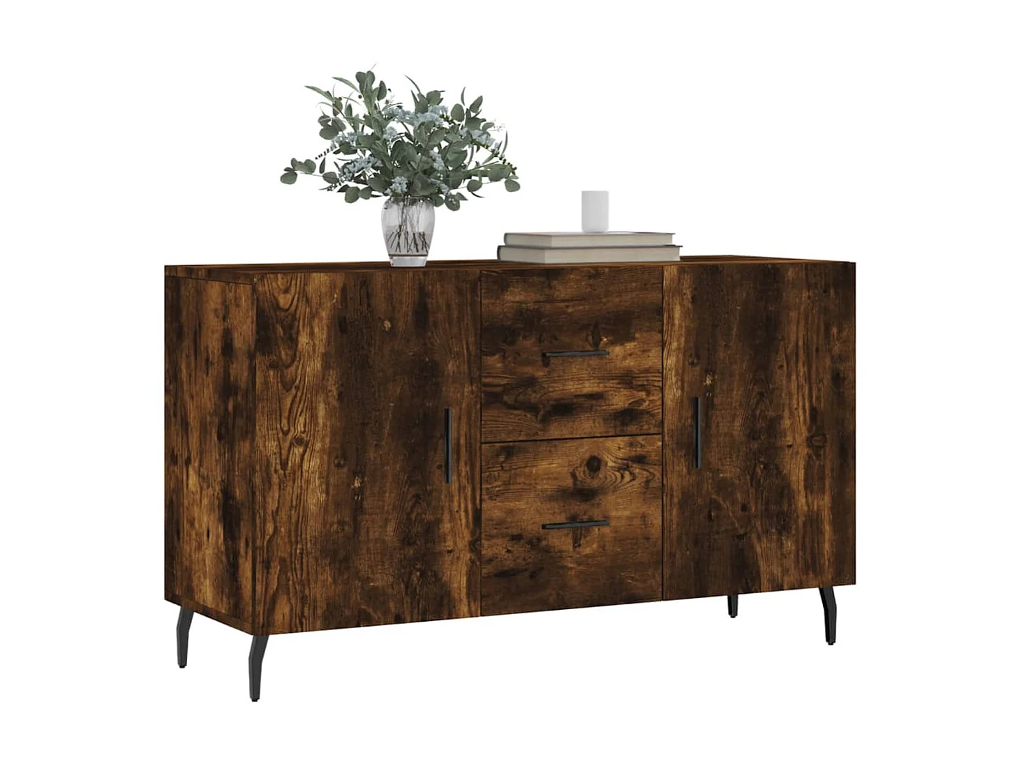 Buffet chêne fumé 100x36x60 cm bois d'ingénierie QWE10462
