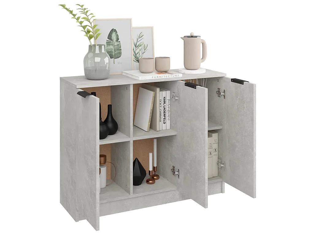 Dressoir 90,5x30x70 cm bewerkt hout betongrijs NL951408