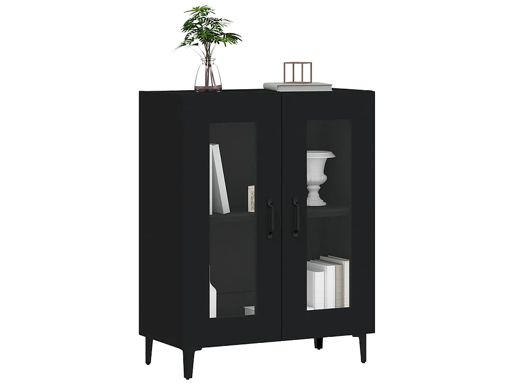 Aparador de madera de ingeniería negro 69,5x34x90 cm ES66702