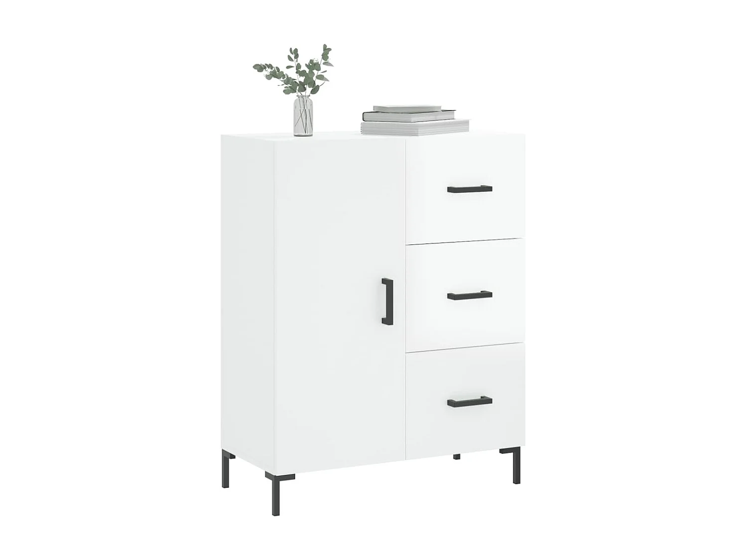 Buffet Blanc brillant 69,5x34x90 cm Bois d'ingénierie QWE36158