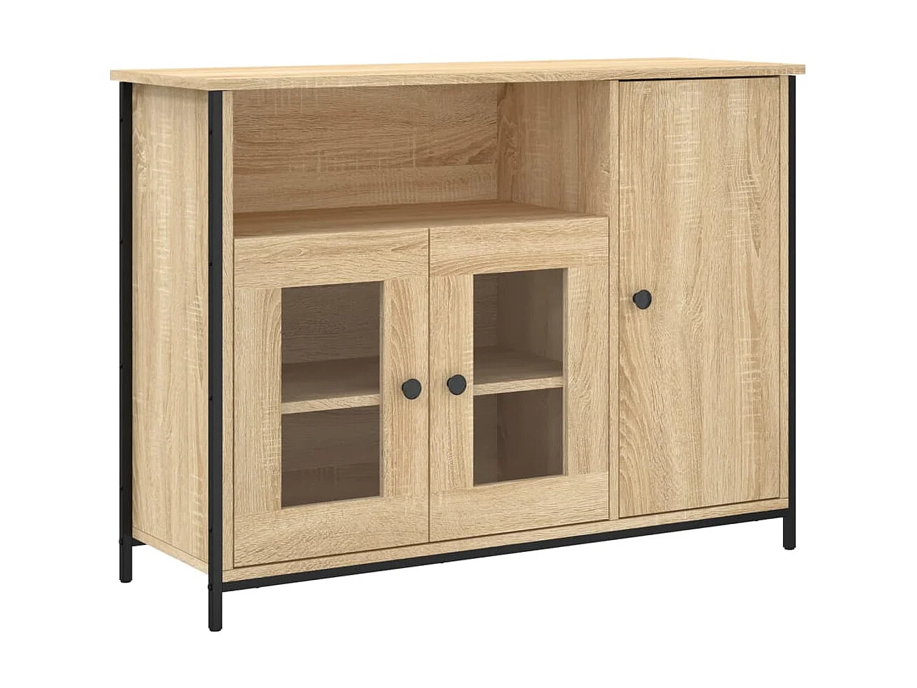 Dressoir 100x35x75 cm bewerkt hout sonoma eikenkleurig NL78245