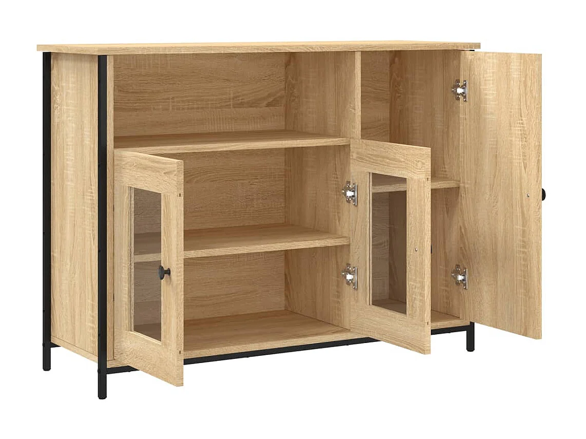 Dressoir 100x35x75 cm bewerkt hout sonoma eikenkleurig NL78245