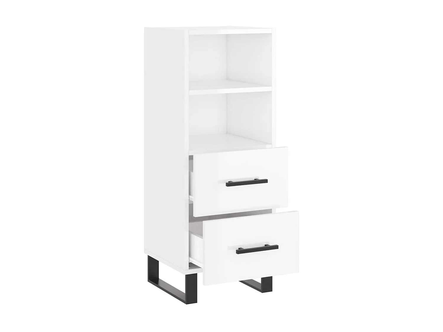 Buffet Blanc brillant 34,5x34x90 cm Bois d'ingénierie QWE72383