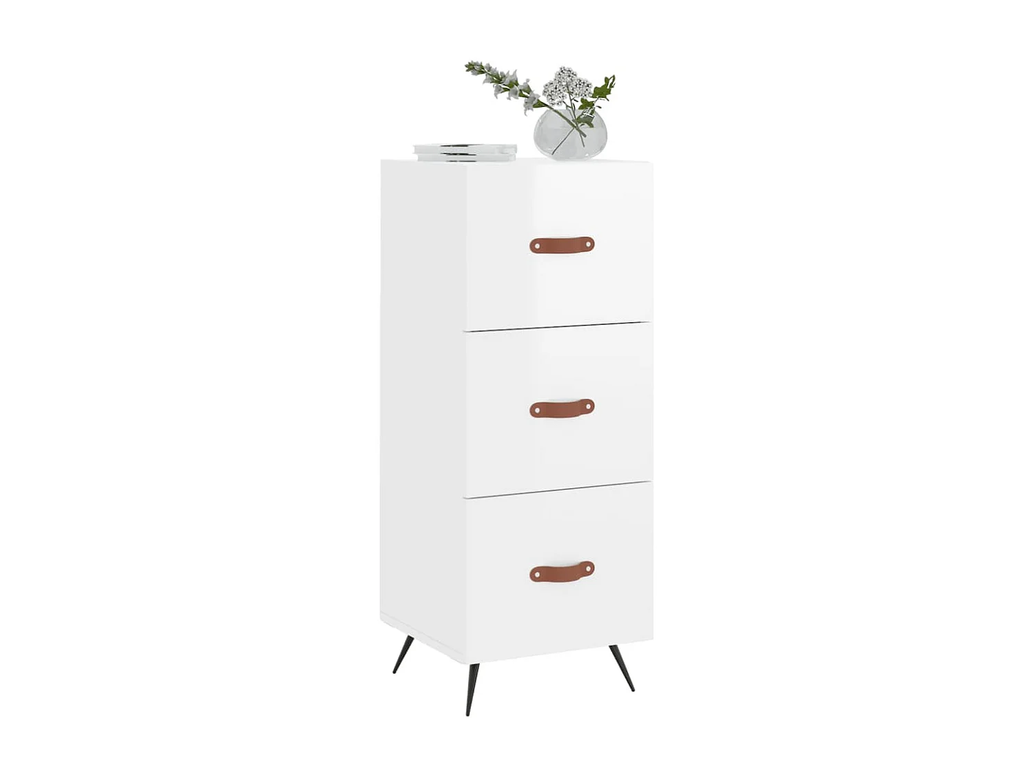 Buffet Blanc brillant 34,5x34x90 cm Bois d'ingénierie QWE93394
