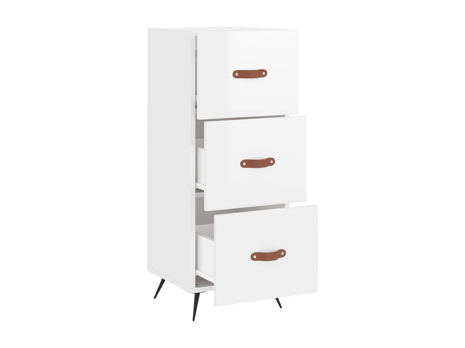 Buffet Blanc brillant 34,5x34x90 cm Bois d'ingénierie QWE93394