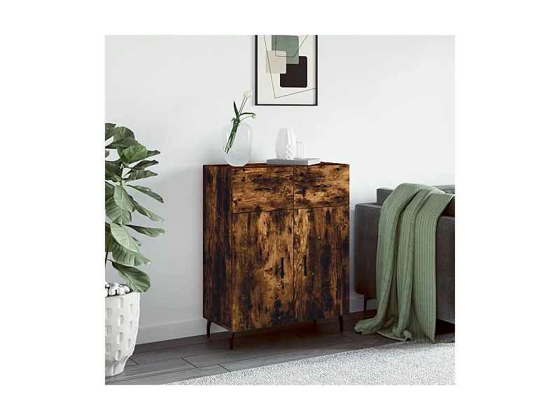 Buffet chêne fumé 69,5x34x90 cm bois d'ingénierie QWE54994
