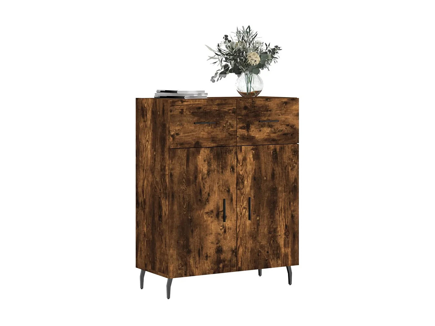 Buffet chêne fumé 69,5x34x90 cm bois d'ingénierie QWE54994