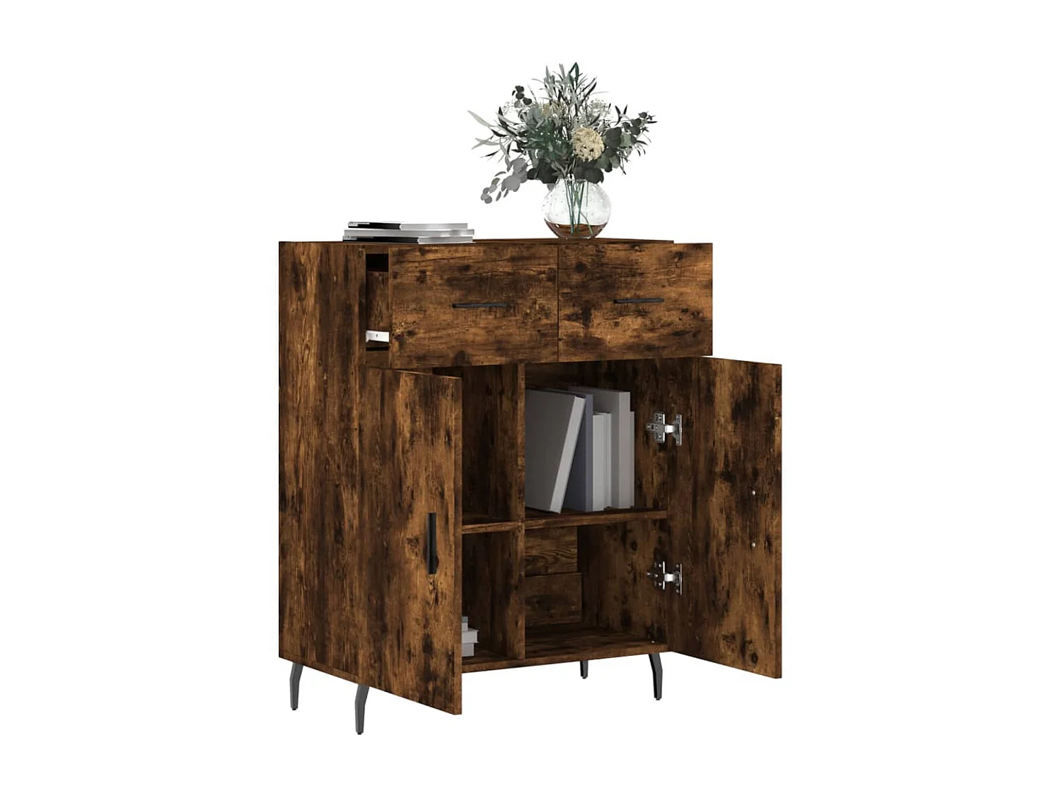 Buffet chêne fumé 69,5x34x90 cm bois d'ingénierie QWE54994