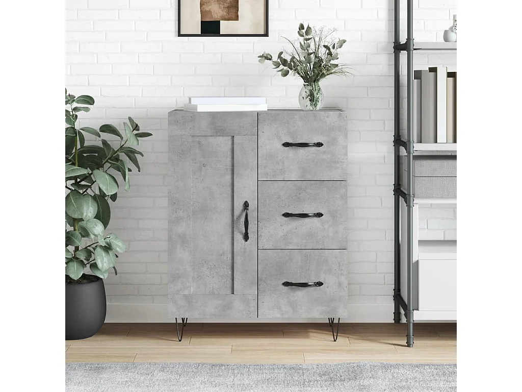 Buffet gris béton 69,5x34x90 cm bois d'ingénierie QWE63969