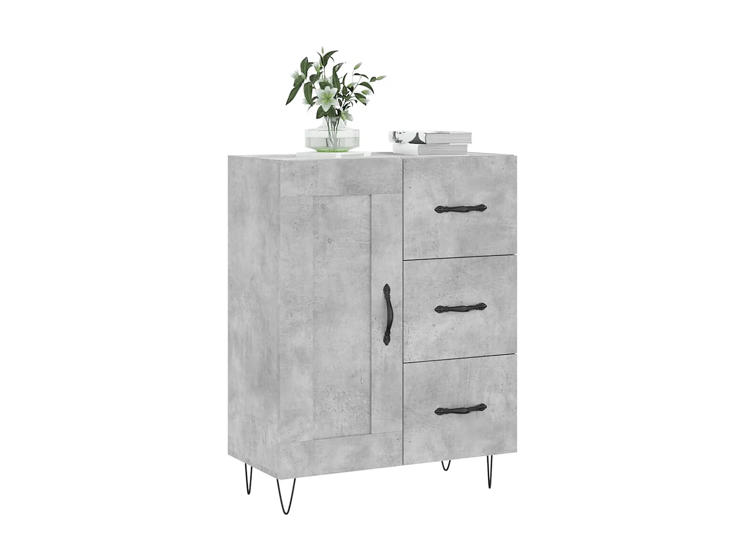 Buffet gris béton 69,5x34x90 cm bois d'ingénierie QWE63969
