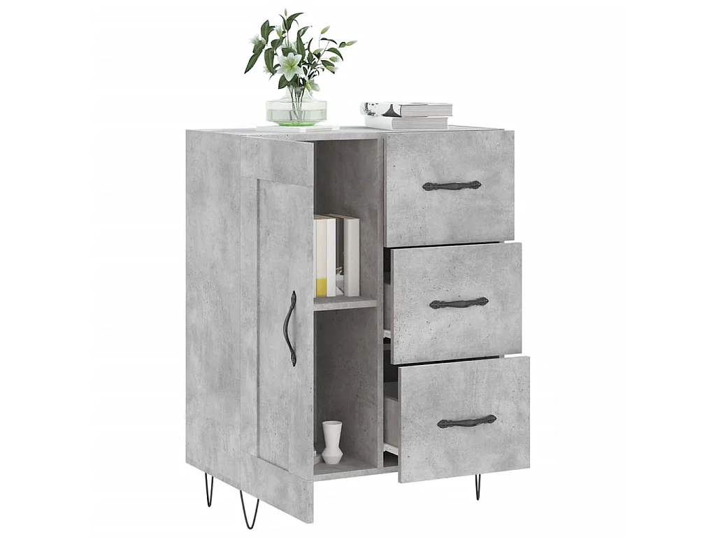 Buffet gris béton 69,5x34x90 cm bois d'ingénierie QWE63969