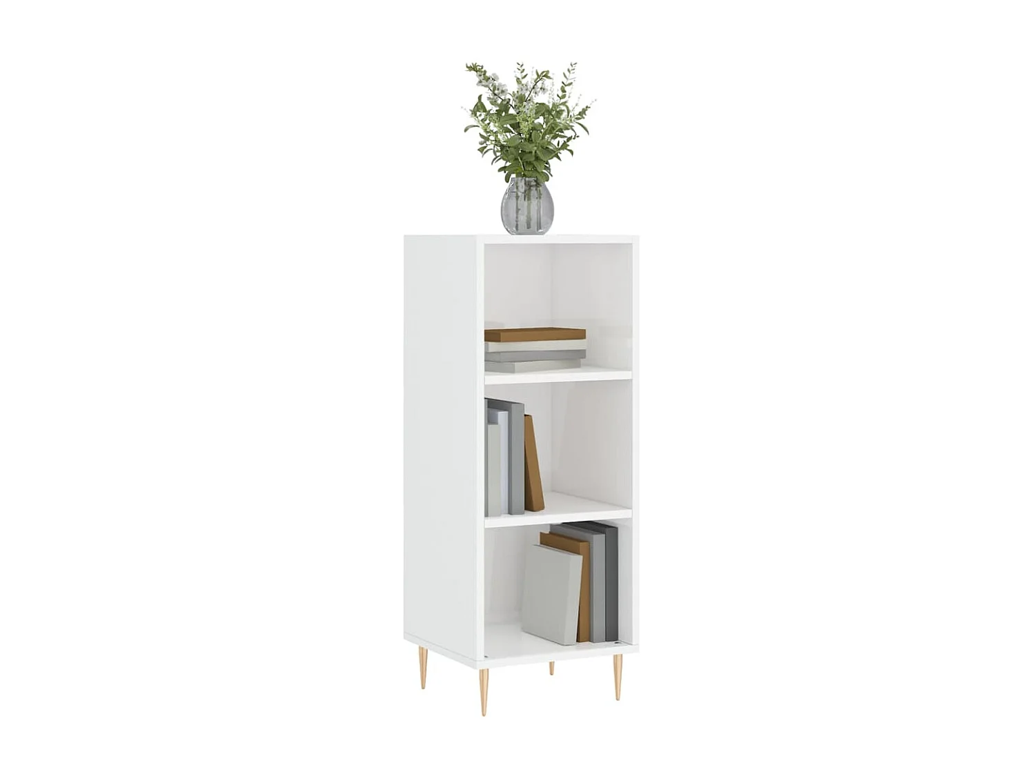 Buffet blanc brillant 34,5x32,5x90 cm bois d'ingénierie QWE50522