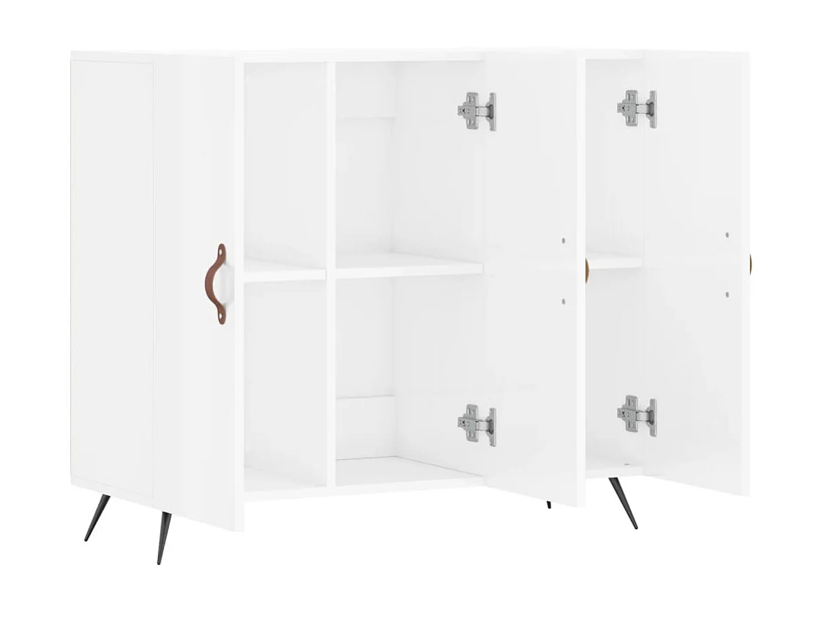 Buffet blanc brillant 90x34x80 cm bois d'ingénierie QWE72778