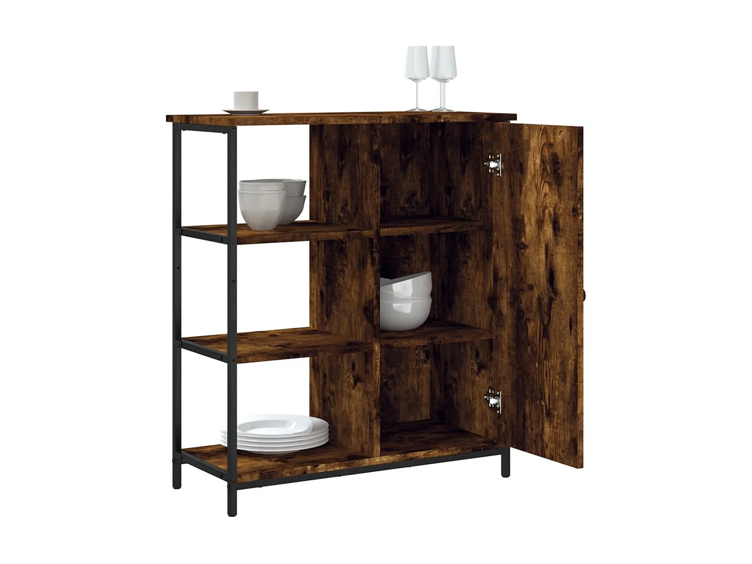 Buffet chêne fumé 70x30x80 cm bois d'ingénierie QWE22308