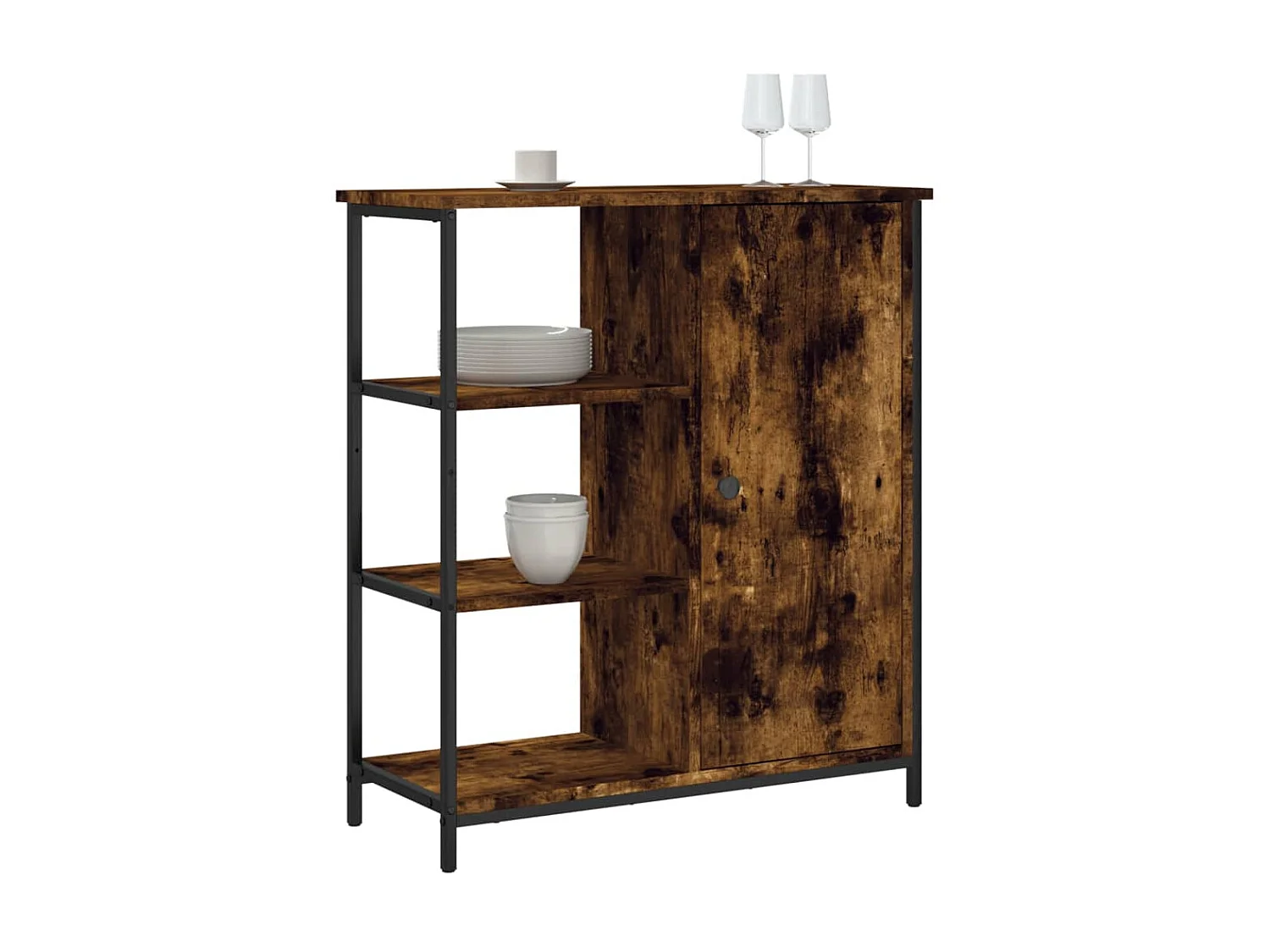 Buffet chêne fumé 70x30x80 cm bois d'ingénierie QWE22308