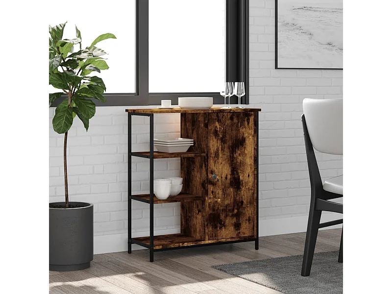 Aparador de madera de ingeniería roble ahumado 70x30x80 cm ES56340