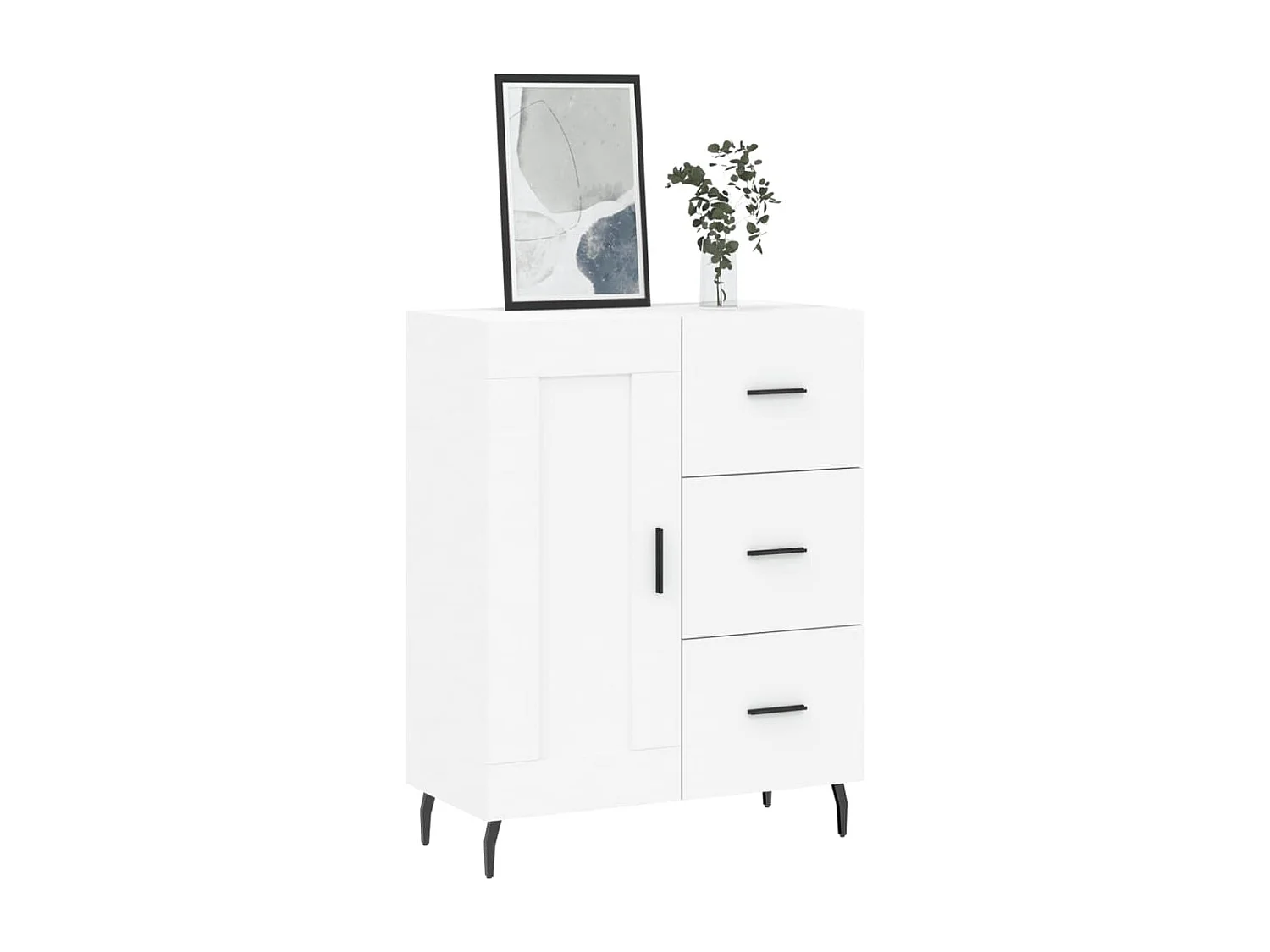 Aparador de madera de ingeniería blanco 69,5x34x90 cm ES90481