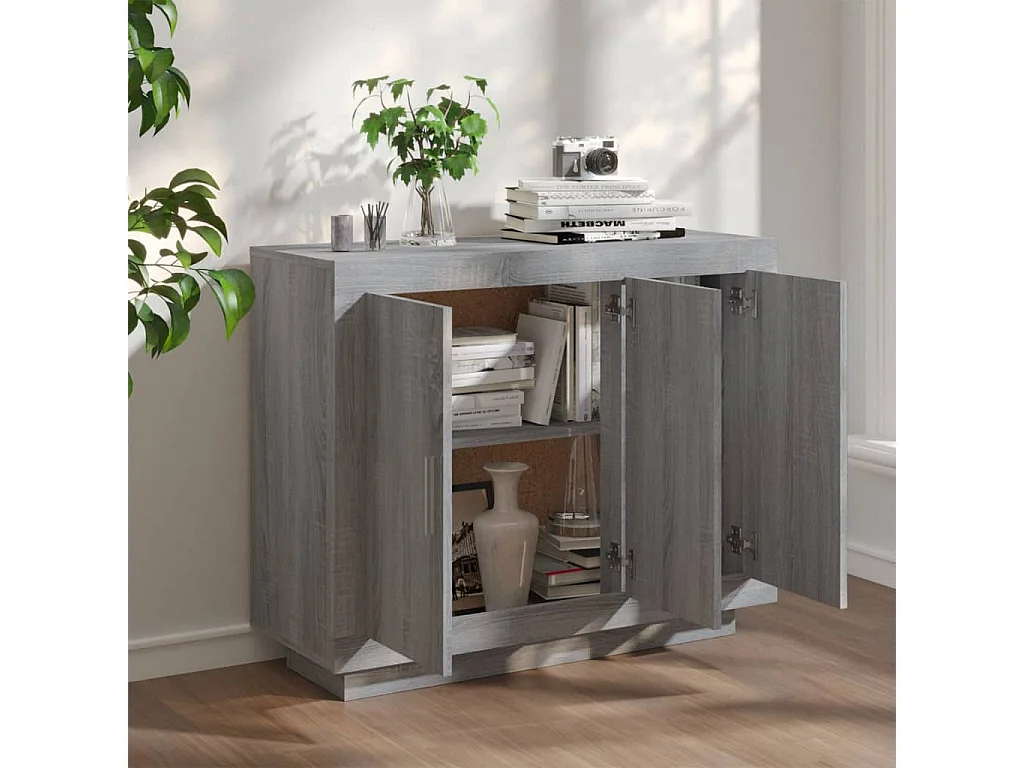 Buffet Sonoma gris 92x35x75 cm Bois d'ingénierie EGER63648