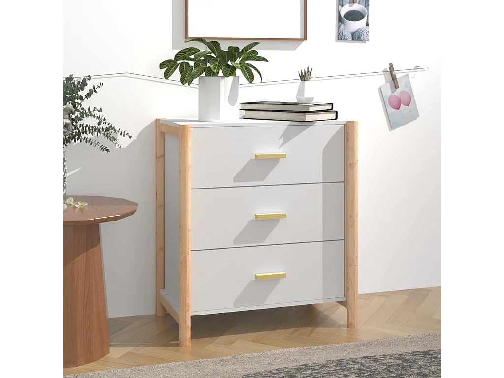 Aparador de madera contrachapada blanco 62x38x70 cm ES37201